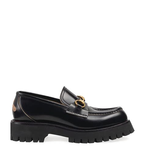 leather lug sole horsebit loafer gucci|Gucci Horsebit platform loafer.